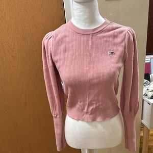 Tommy Hilfiger Pink Puff Sleeve Crop Blouse